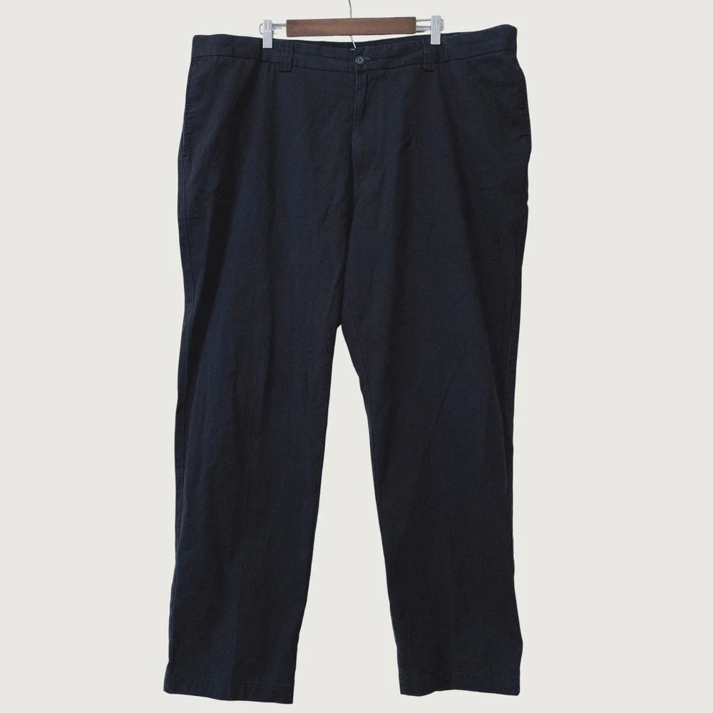HB Harbor Bay Chino Waist-Relaxer Pants Men 46x32 Black Straight Leg Flat Front